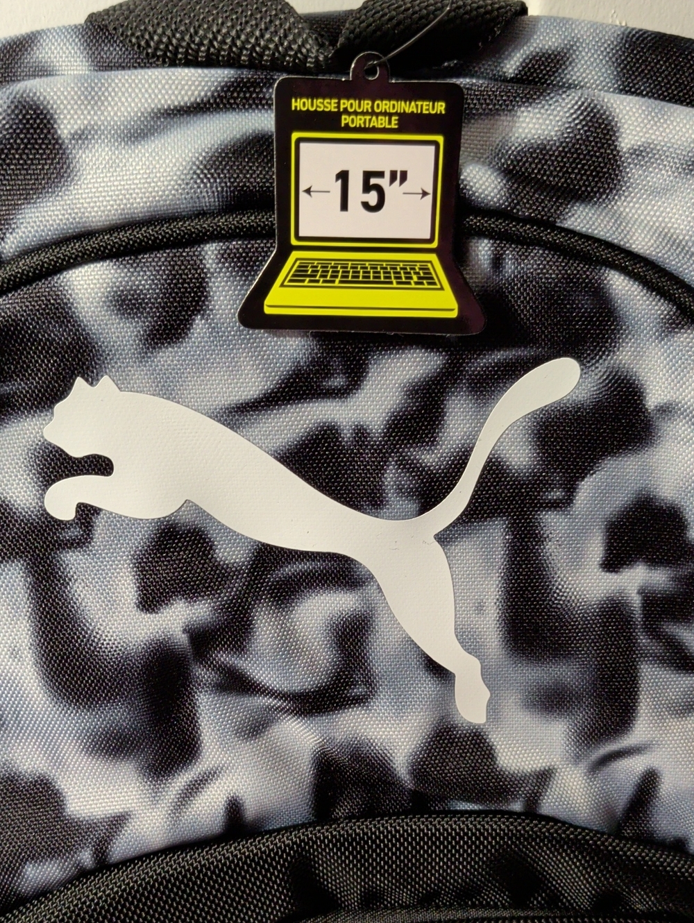 PUMA NWT Backpack 15 In. Blk/Wht - Picture 2 of 5